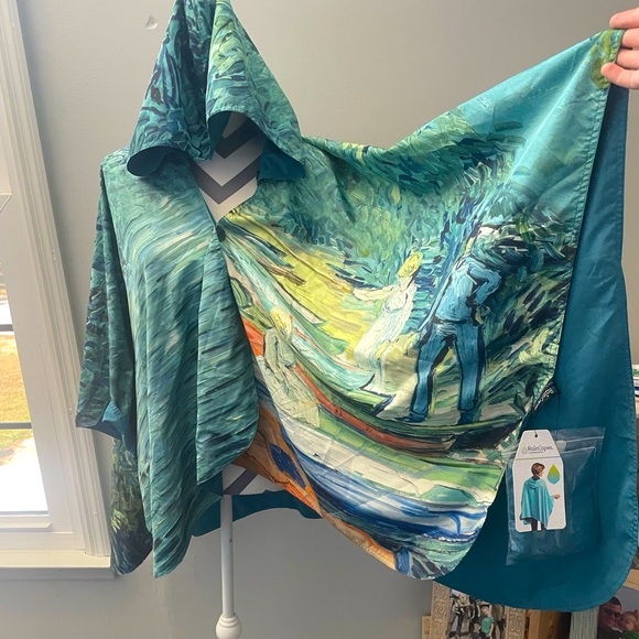 Raincaper Jackets & Blazers - VAN GOGH BANK OF THE OISE WOMENS RAIN CAPE - RAINPROOF BREATHABLE RAIN PONCHO